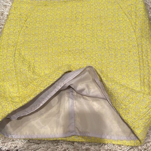 ABS Allen Schwartz Platinum Vintage Bold Yellow Textured Tweed Mini Skirt Sz 2 - Picture 9 of 14